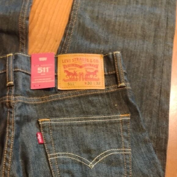 Levi's Blue Straight Jeans Classic Rigid Denim - Picture 2 of 5